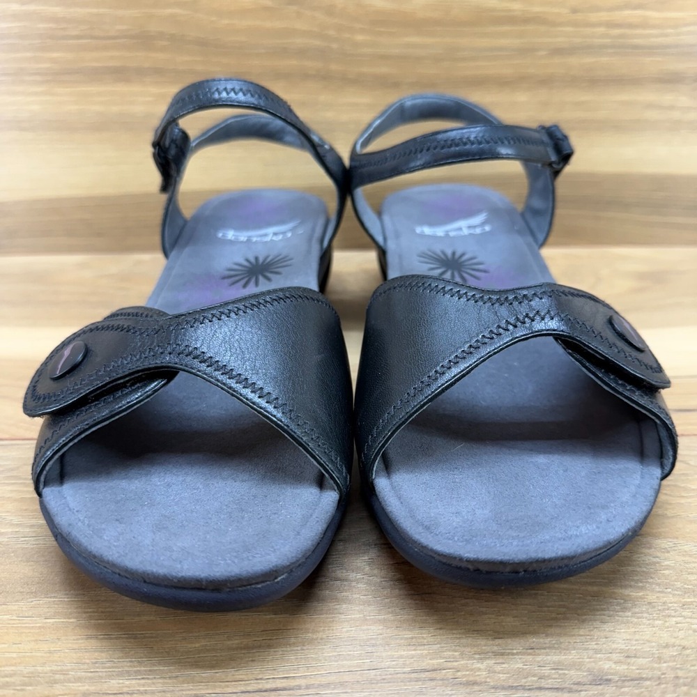 Dansko Iris Sandals 11 EU 41 Black Leather Comfort Ankle Strap Flats - Picture 3 of 12
